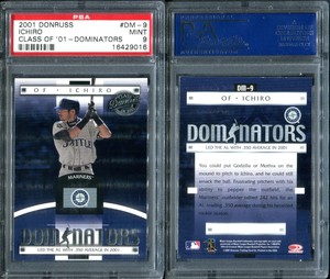 PSA 9 2001 Donruss Class of 2001 Dominators #DM9 Ichiro Suzuki RC POP8 Three↑*