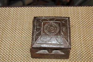 Antique Tribal Wood Carved Trinket Box Butterfly Shape - Picture 1 of 12