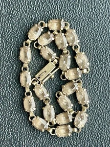 Solid 14K Yellow Gold & Oval Smokey Topaz Link, 8" Tennis Bracelet.            E - Picture 1 of 23