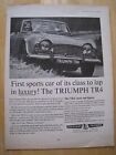 TRIUMPH TR4 CAR STANDARD TRIUMPH COVENTRY ENGLAND 1963 ADVERT A4 FILE 21