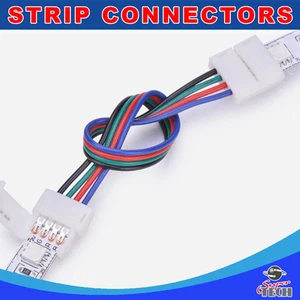 RGB Strip To Strip With 15cm Wire Ip20 Snap LED Strip Connector 10x 10mm 4 Pins - Picture 1 of 3