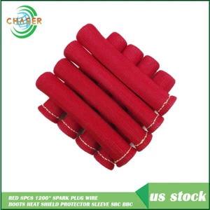 RED 8PCS 1200° SPARK PLUG WIRE BOOTS HEAT SHIELD PROTECTOR SLEEVE SBC BBC - Picture 1 of 6