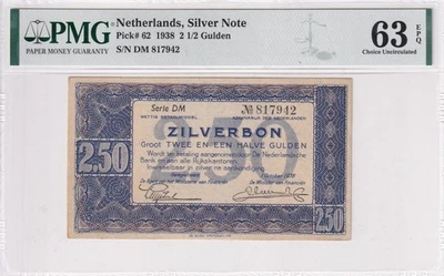 Netherlands, 2 1/2 Gulden, 1938, UNC, p62 - Image 1 of 2