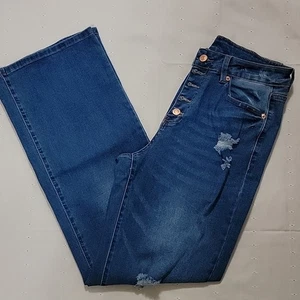 Damen Button Fly Distressed Jeans, blau, Größe M, neu ohne Etikett - Bild 1 von 9