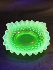Fenton Lime Green Opalescent Hobnail Bowl Vintage - Picture 1 of 8