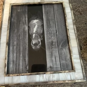 Estampado de caballo enmarcado - blanco y negro  - Imagen 1 de 2