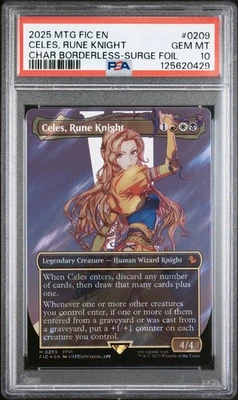MTG Final Fantasy Celes, Rune Knight Borderless 0209 Surge Foil PSA 10 GEM MT - Image 1 of 2