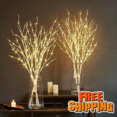 LED White Birch Branch Light Battery Christmas Wedding Party Twig Decor - Image 1 of 4