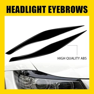 Gloss Black Headlight Eyelid Eyebrow Trim Fit For 2005-2012 BMW 3 Series E90 E91 - Picture 1 of 15