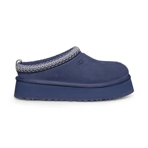 UGG TAZZ DESERT BLUE SUEDE SHEARLING PLATFORM WOMEN'S SLIPPERS SIZE US 8 NEW - Picture 1 of 5