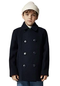 Abrigo J Crew Crewcuts Azul Marino Unisex Niño Pequeño Relajado Mezcla de Lana Guisante XS - Imagen 1 de 14