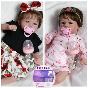 Realistic Reborn Dolls Vinyl Silicone Real Newborn Baby Girl Doll Twins Xmas Toy - Picture 1 of 24