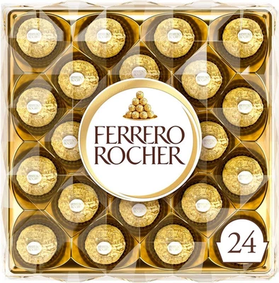 Ferrero Rocher Chocolate Hazelnut and Milk Chocolate Pralines, 24 Pieces, 300g - Image 1 of 4