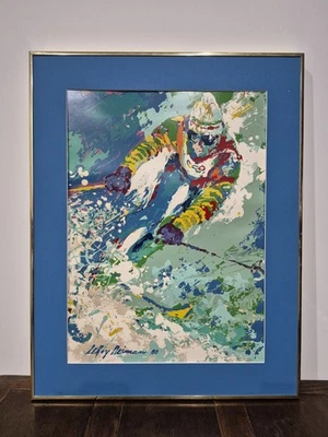 Placa Serigráfica Leroy Neiman Firmada Esquiador Impresión Enmarcada 30.5"x23.5" Necesita Vidrio Foto 1 de 4