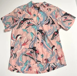 PATAGONIA Pataloha Fish Abstract Pink Aloha USA Made Medium VTG 80s Hawaiian - Picture 1 of 5
