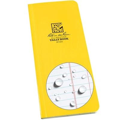 Weatherproof Soft Cover Tally Notebook, 3.5" x 8", Yellow Cover, Tally Patter... - Image 1 of 4