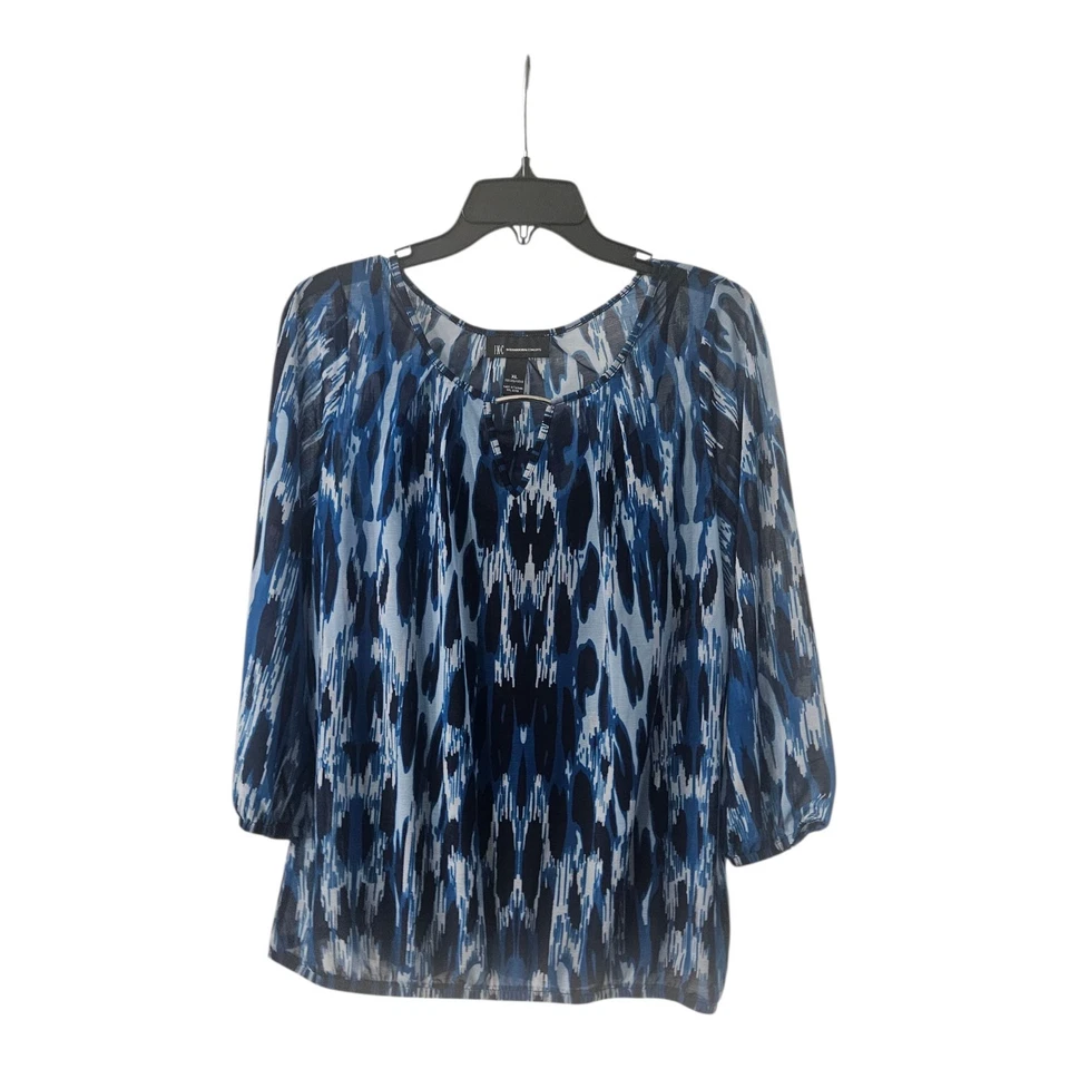 Blusa para mujer INC International Concepts XL azul camisola superpuesta transparente ojo de cerradura Foto 1 de 4