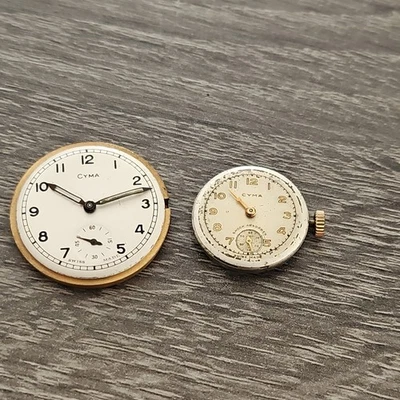 2 CYMA WATCH FACES & MOVEMENTS SEE PHOTOS USED  - Image 1 of 4