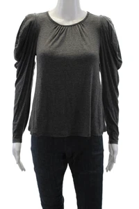 Velvet Womens Long Sleeve Round Neck Pullover Top Dark Gray Size XS - Picture 1 of 6