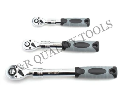 3pc Extendable Long Handle Socket Ratchet Set CRV 1/4", 3/8". and 1/2" drive  - Image 1 of 4