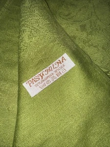 Bufanda, envoltura, chal vintage 70 % pashmina 30 % seda hermosa verde suave (mujeres) - Imagen 1 de 5