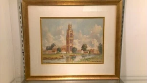 Acuarela británica W. NOOT BOSTON STUMP Lincolnshire Inglaterra - Imagen 1 de 6