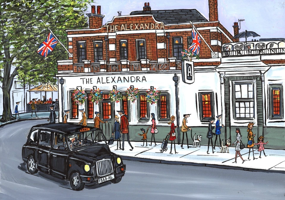 Impresión A4 Nuevo The Alexandra pub por el artista del sur de Londres Dan  Foto 1 de 1