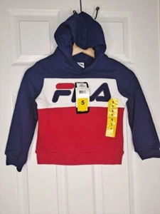 Fila Boys Pullover Hoodie Red White Blue Size 5 New with Tag - Picture 1 of 6