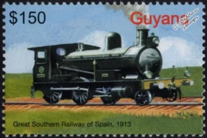 Great Southern Railway of Spain GSSR Nielson 2-6-0 Steam Locomotive Train Stamp - Picture 1 of 1