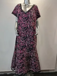 J.S collections Plus Size 18W Dress Formal Burgundy Black Lace Trim New - Picture 1 of 12