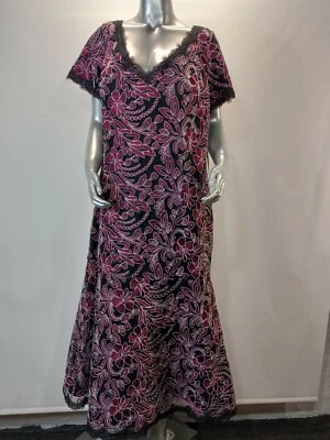J.S collections Plus Size 18W Dress Formal Burgundy Black Lace Trim New - Image 1 of 4