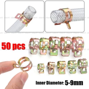 50x Spring Clips 5/6/7/8/9mm Car Fuel Vacuum Water Oil Silicon Hose Tube Clamp - Picture 1 of 12