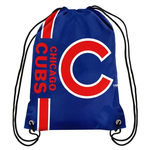 Chicago Cubs MLB Big Logo Side Stripe Drawstring Backpack Backsack Cover