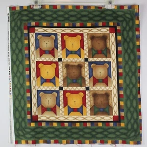 Debbie Mumm Pillow Quilt Panel Mumms The Word Teddy Bears 2 Squares 44" x 23" - Picture 1 of 3