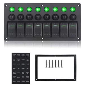 Panel de interruptor basculante LED de 8 velocidades disyuntor impermeable para automóvil barco camión - Imagen 1 de 5