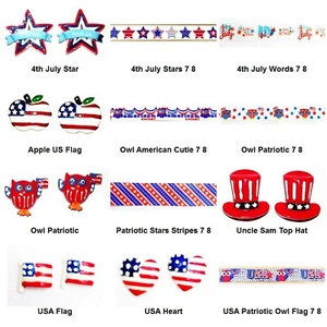 4th July Flatback Resin or Grosgrain Ribbon - Patriotic HOLIDAY - Choose Design - Picture 1 of 10