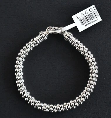 NEW LAGOS 925 Sterling Silver Signature Caviar Rope 7mm Bracelet Size Medium (7) - Image 1 of 4