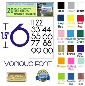 LOT Of 20, 1.5" High SELF ADHESIVE VINYL MAILBOX NUMBERS, DOOR,LOCKERS, VONIQUE - Picture 1 of 12
