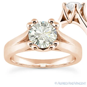 Anillo de Compromiso Solitario Forever Brillante Moissanita Oro Rosa 14k de Corte Redondo - Imagen 1 de 4