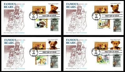 USA, SCOTT #3653-3656 & CANADA # 1618-1621, ROBERT GRAEBNER FDC COVERS SET BEARS - Image 1 of 4