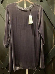 Eileen Fisher Purple Velvet Tunic Dress Size M New With Tags - Picture 1 of 10