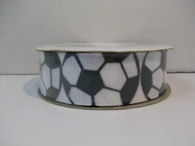 Michaels Stores Basic Basic Grosgrain Soccer Ball Ribbon New Black and White - Image 1 of 4