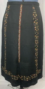 Wool Skirt The J. Peterman Company Floral Embroidery & Ribbon Trim Size 14 Lined - Picture 1 of 11