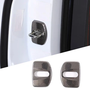 Carbon FIber Steel Door Lock Latch Cover Trim For C8 Corvette Z06 Z51 2020-2023 - Picture 1 of 15