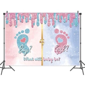 XL 150by100cm Gender Reveal Baby Shower Boy/Girl Day  Party Decorations Backdrop - Picture 1 of 1