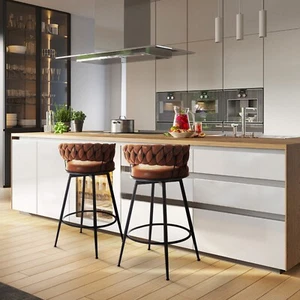 Set of 2 Swivel Bar Stools 26" Counter Height - 360° Rotating Stool Chairs - Picture 1 of 42