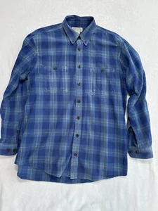 Duluth Trading Co Mens Size L Plaid Button Down Flannel Shirt blue, 10TH3G457 - Picture 1 of 8