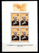 Gabon 1968 Mi. Bl. 9 Foglietto 100% Posta Aerea 100 fr, Adenauer