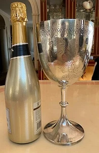 ANTIQUE 1894 Y. Sheffield HUGE 435 gr/275 mm. STERLING SILVER GOBLET CHALICE CUP - Picture 1 of 12