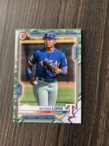 2021 Bowman Bayron Lora Camo Parallel Texas Rangers - Picture 1 of 1